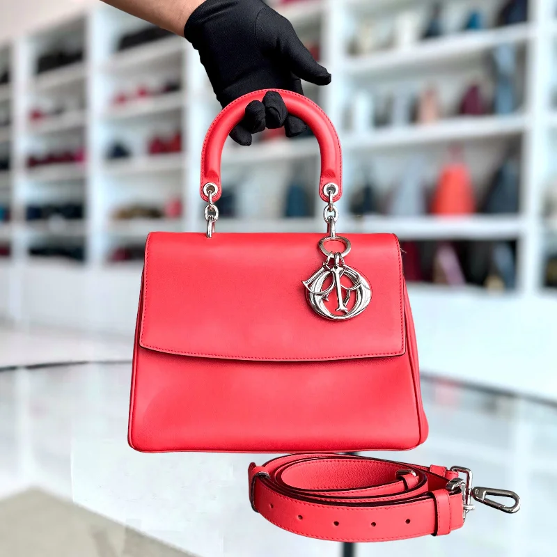 Be Dior Medium Smooth Calfskin Red Hot Pink Silver Hardware