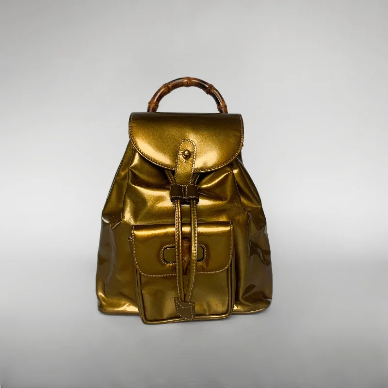 Gucci Bamboo Backpack Small Enamel Leather