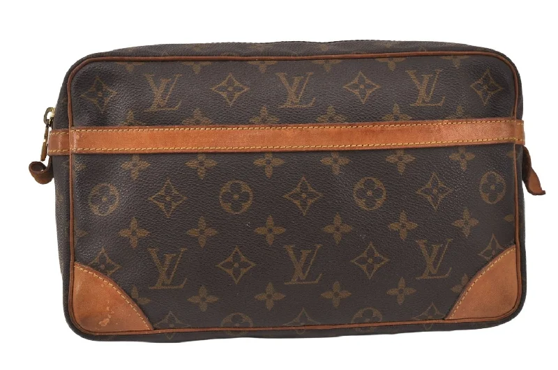 Authentic Louis Vuitton Monogram Compiegne 28 Clutch Hand Bag M51845 LV 3772K