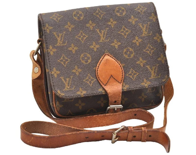 Authentic Louis Vuitton Monogram Cartouchiere MM Shoulder Bag Old Model 3446K