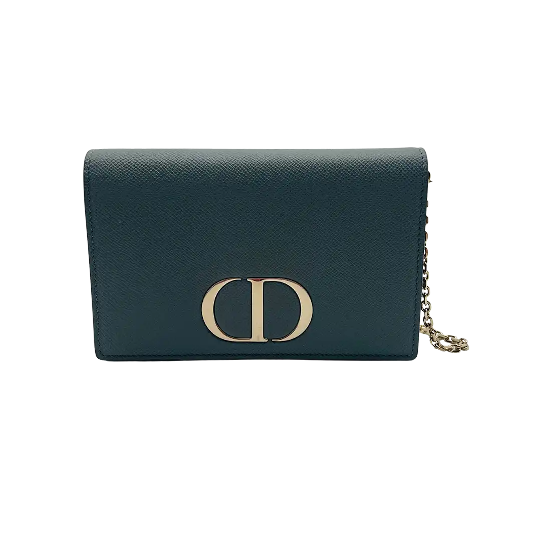 Christian Dior SLG 30 Montaigne 2 in 1 Pouch Kalbsleder wolkenblau / sehr gut