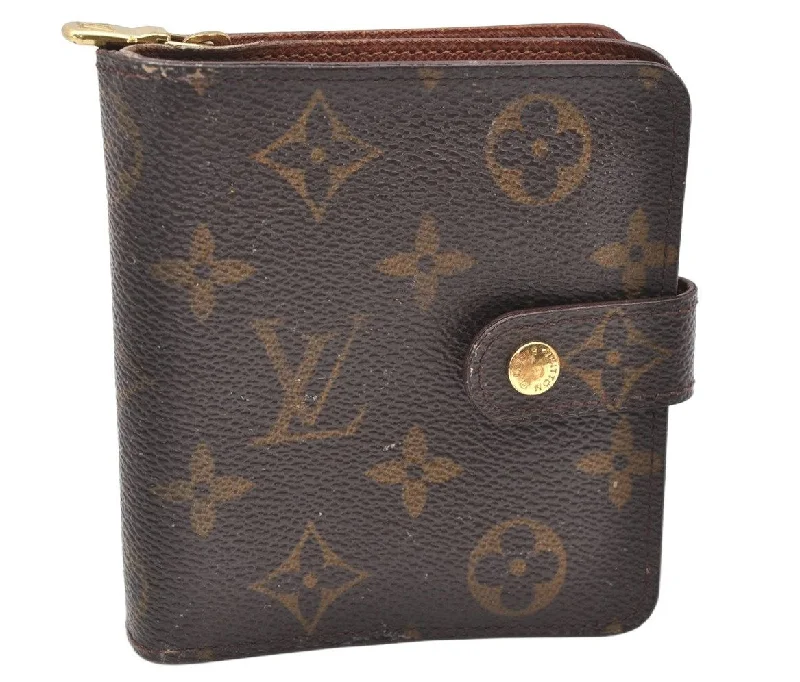 Authentic Louis Vuitton Monogram Compact Zip Bifold Wallet Purse M61667 LV 3769K