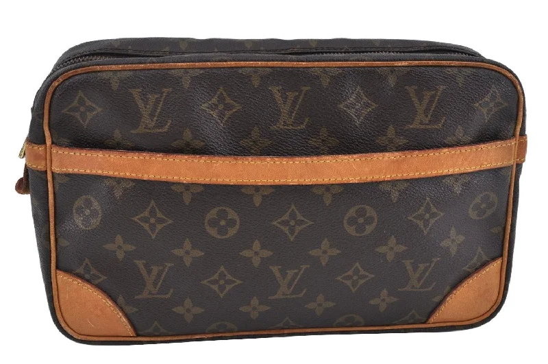 Authentic Louis Vuitton Monogram Compiegne 28 Clutch Hand Bag M51845 LV L0218