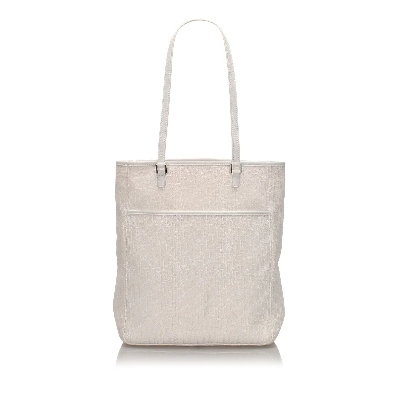 Pre-Loved Dior White Canvas Fabric Oblique Tote Bag France