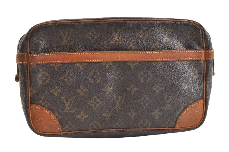 Authentic Louis Vuitton Monogram Compiegne 28 Clutch Hand Bag M51845 Junk 3400K