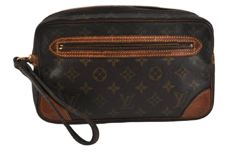 Authentic Louis Vuitton Monogram Marly Dragonne GM M51825 Clutch Bag Junk 3401K