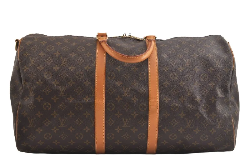 Authentic Louis Vuitton Monogram Keepall Bandouliere 55 M41414 Boston Bag 3702K