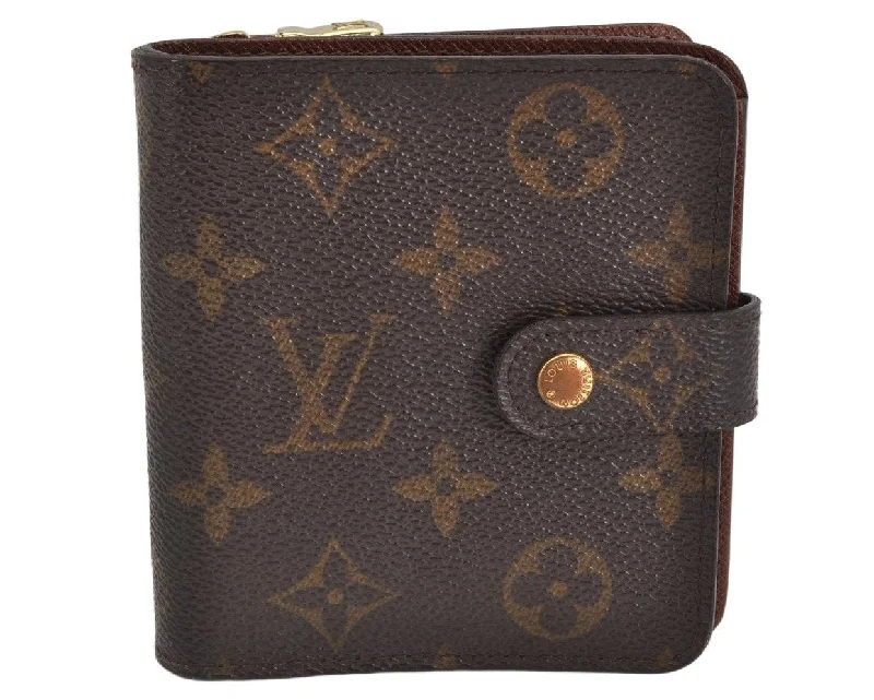 Authentic Louis Vuitton Monogram Compact Zip Bifold Wallet Purse M61667 LV 3459K