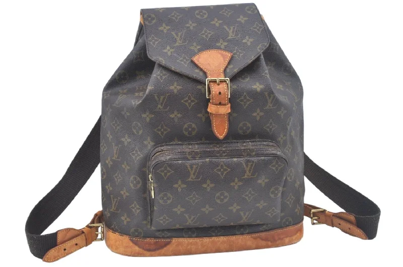 Authentic Louis Vuitton Monogram Montsouris GM Backpack M51135 LV L0159