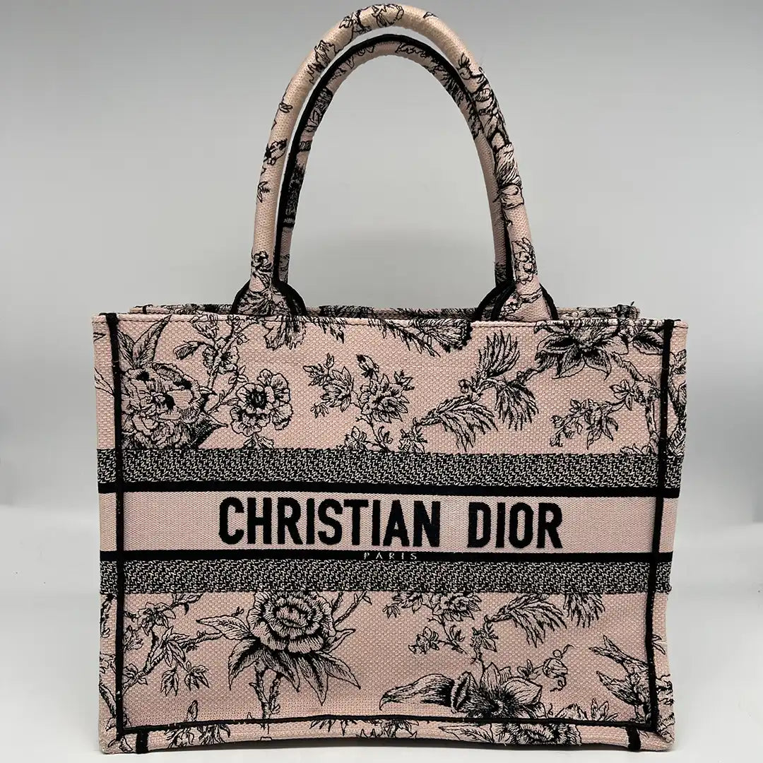 Dior Book Tote mittelgross Jardin Botanique-Motiv in Purderrosa rarität / sehr gut