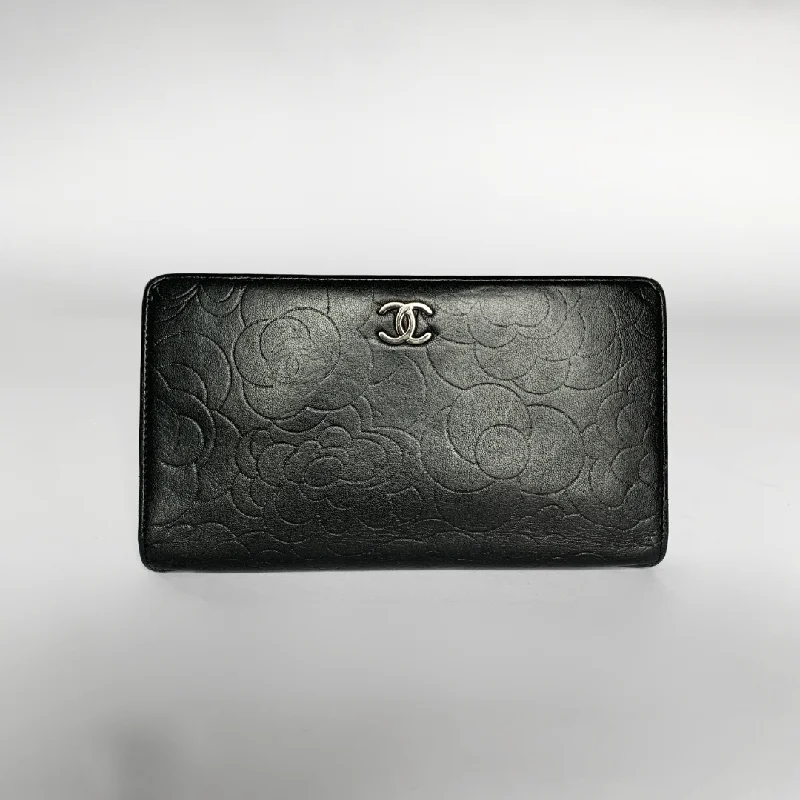 Chanel Camellia Long Wallet Lambskin Leather