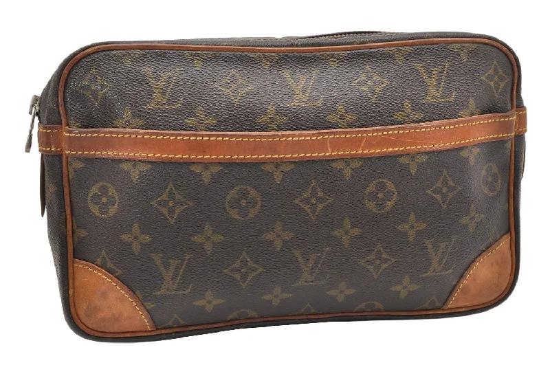 Authentic Louis Vuitton Monogram Compiegne 28 Clutch Hand Bag M51845 LV 3027K