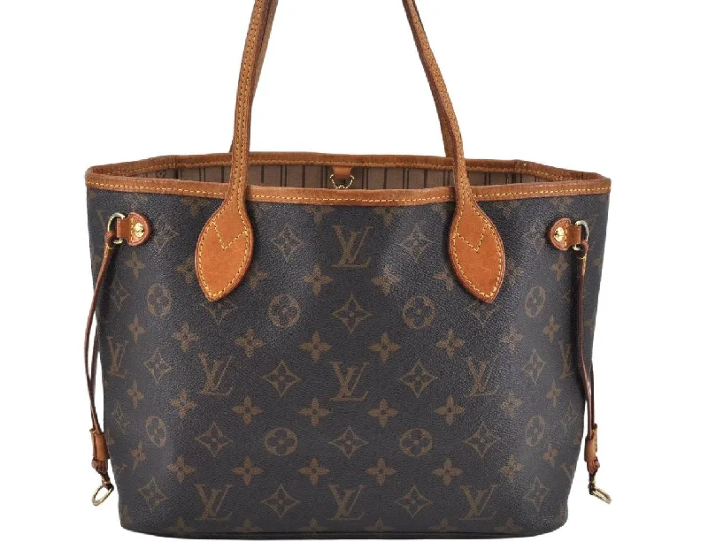 Authentic Louis Vuitton Monogram Neverfull PM Shoulder Tote Bag M40155 LV L0158