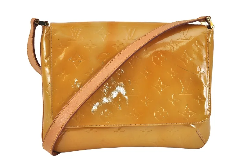 Auth Louis Vuitton Vernis Thompson Street Shoulder Bag Yellow M91008 LV 3521K