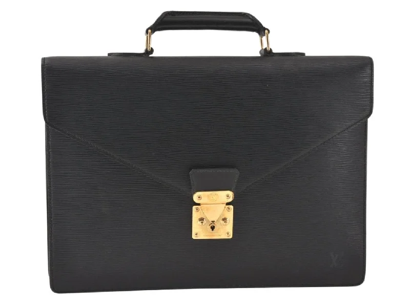 Authentic Louis Vuitton Epi Serviette Conseiller Briefcase Black M54422 LV 3257K