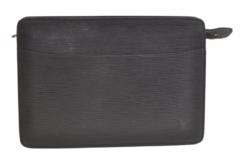 Authentic Louis Vuitton Epi Pochette Homme Clutch Hand Bag Black M52522 LV 2825K