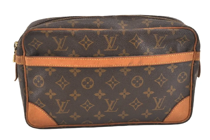 Authentic Louis Vuitton Monogram Compiegne 28 Clutch Hand Bag M51845 LV 3323K