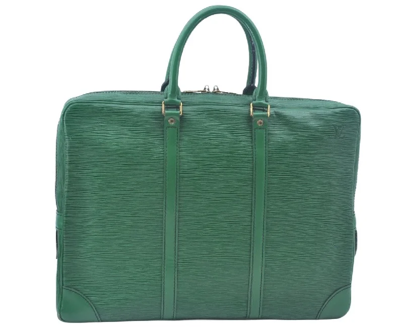 Authentic Louis Vuitton Epi Porte Documents Voyage Briefcase M54474 Green  L0180