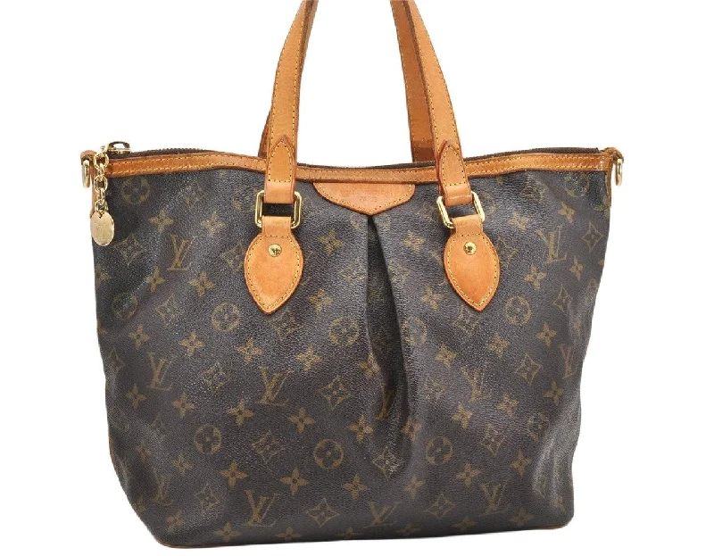 Authentic Louis Vuitton Monogram Palermo PM Shoulder Tote Bag M40145 LV 3832K