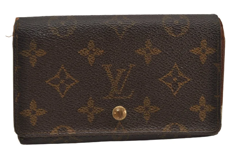 Authentic Louis Vuitton Monogram Porte Monnaie Billets Tresor Wallet Junk 2923K