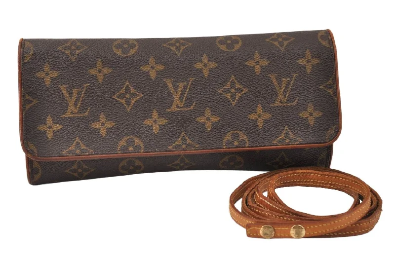 Authentic Louis Vuitton Monogram Pochette Twin GM Shoulder Bag M51852 LV 3935K