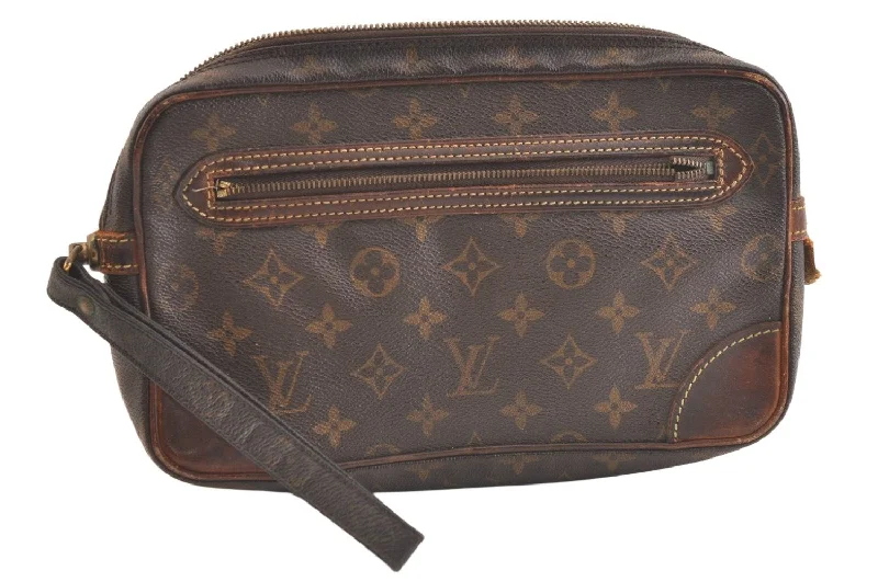 Authentic Louis Vuitton Monogram Marly Dragonne GM M51825 Clutch Bag Junk 3268K