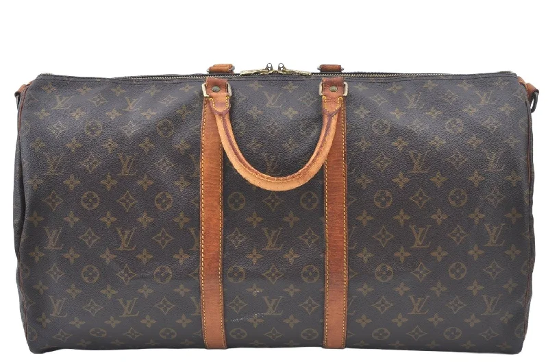 Authentic Louis Vuitton Monogram Keepall Bandouliere 55 M41414 Boston Bag L0161