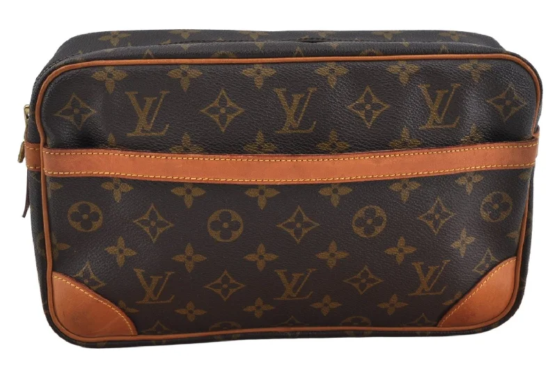 Authentic Louis Vuitton Monogram Compiegne 28 Clutch Hand Bag M51845 LV L0200