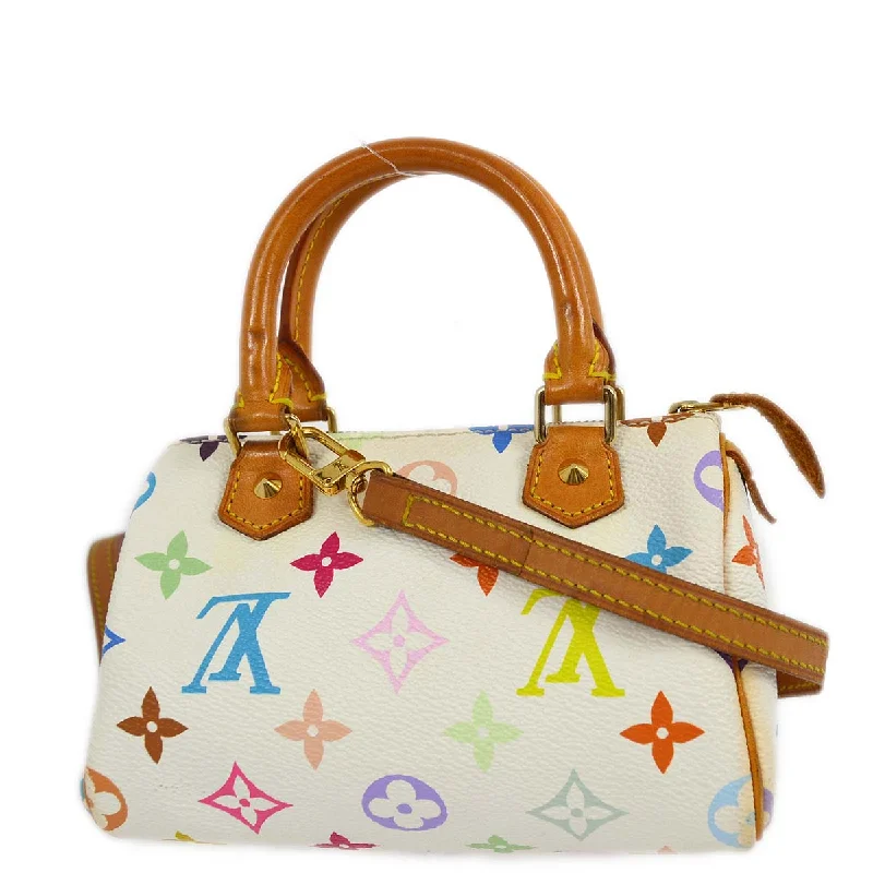 Louis Vuitton White Monogram Multicolor Mini Speedy 2way Shoulder Handbag M92645