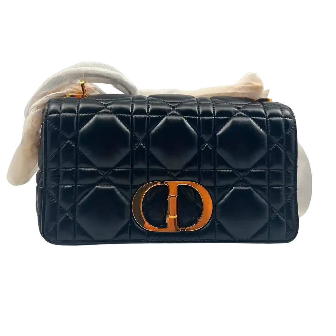 MITTELGROSSE DIOR CARO TASCHE schwarz Leder Ungetragen