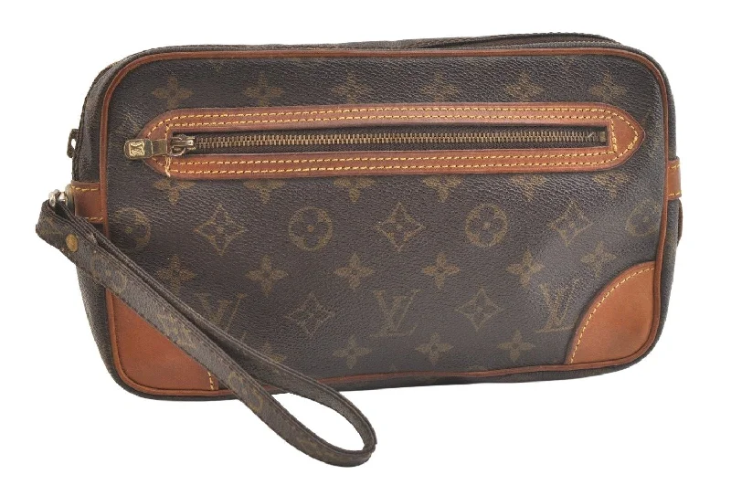 Authentic Louis Vuitton Monogram Marly Dragonne GM M51825 Clutch Bag Junk 3028K