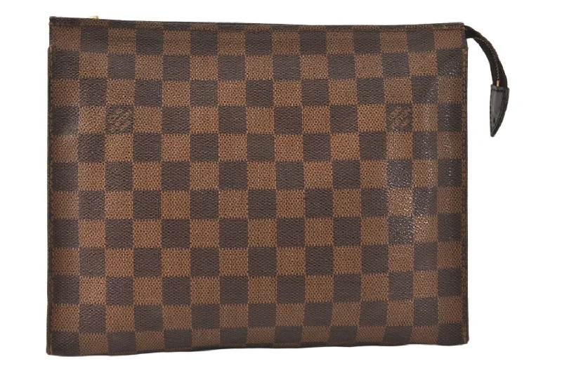 Authentic Louis Vuitton Damier Poche Toilette 26 Cosmetic Pouch N47543 LV 3887K