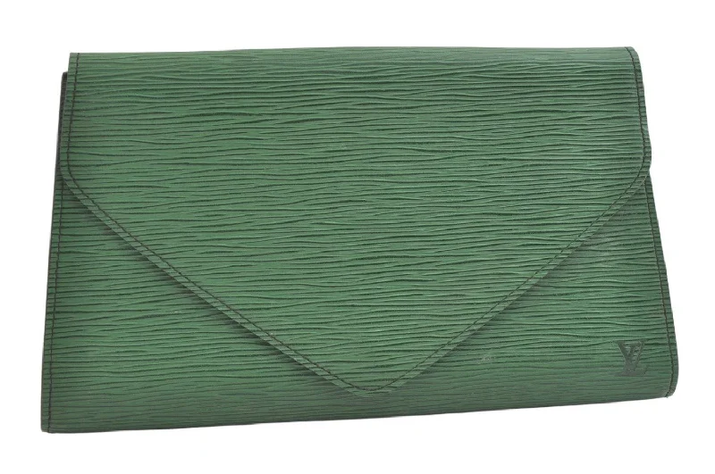 Authentic Louis Vuitton Epi Arts Deco Clutch Bag Green M52644 LV 3327K