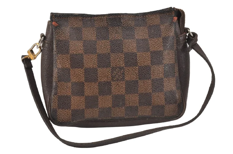 Authentic Louis Vuitton Damier Trousse Makeup Hand Bag Pouch N51982 LV 3229K