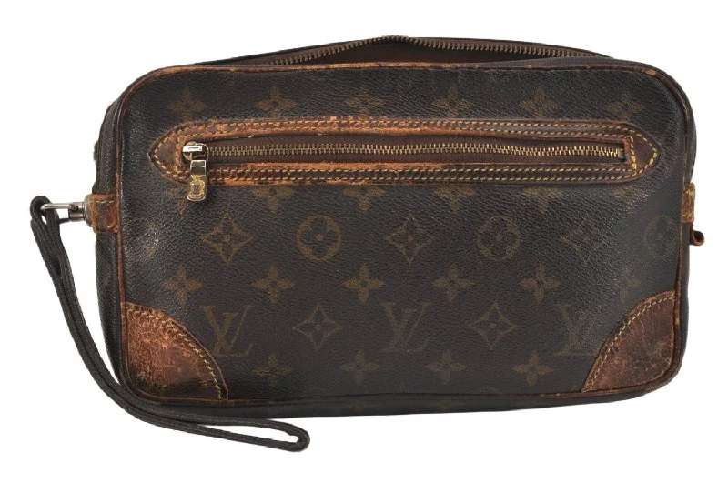 Authentic Louis Vuitton Monogram Marly Dragonne GM M51825 Clutch Bag Junk 3304K