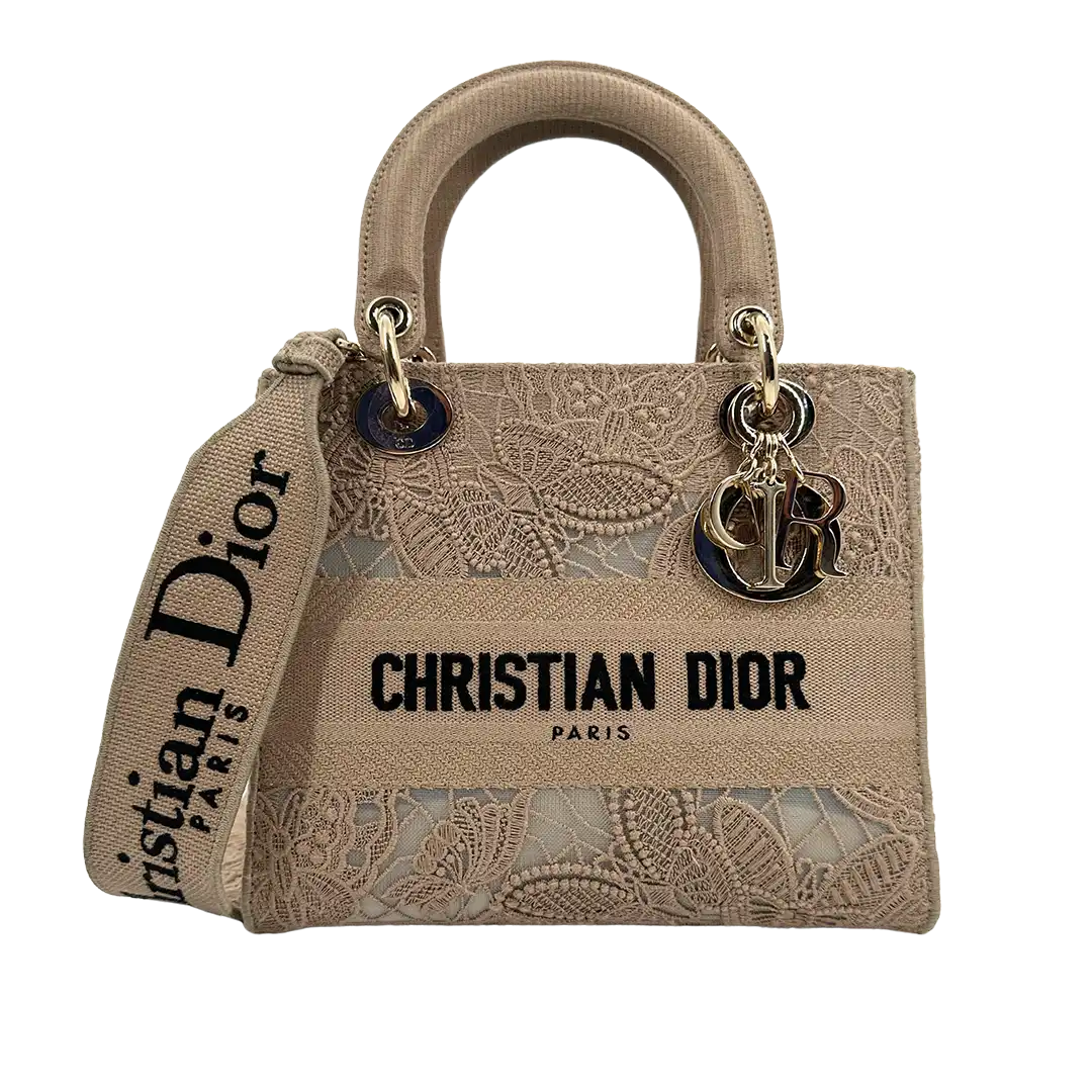 Dior Lady D-Lite Tasche Medium beige / neuwertig