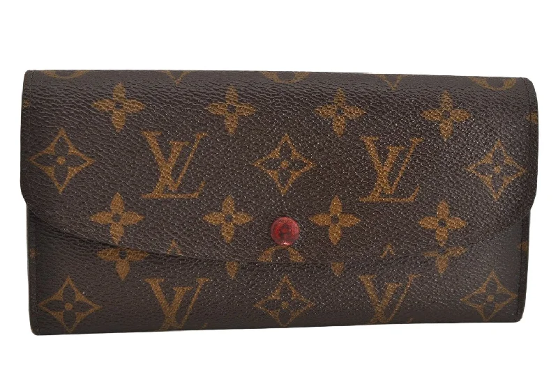 Authentic Louis Vuitton Monogram Portefeuille Emilie Wallet Red M60136 LV 3539K