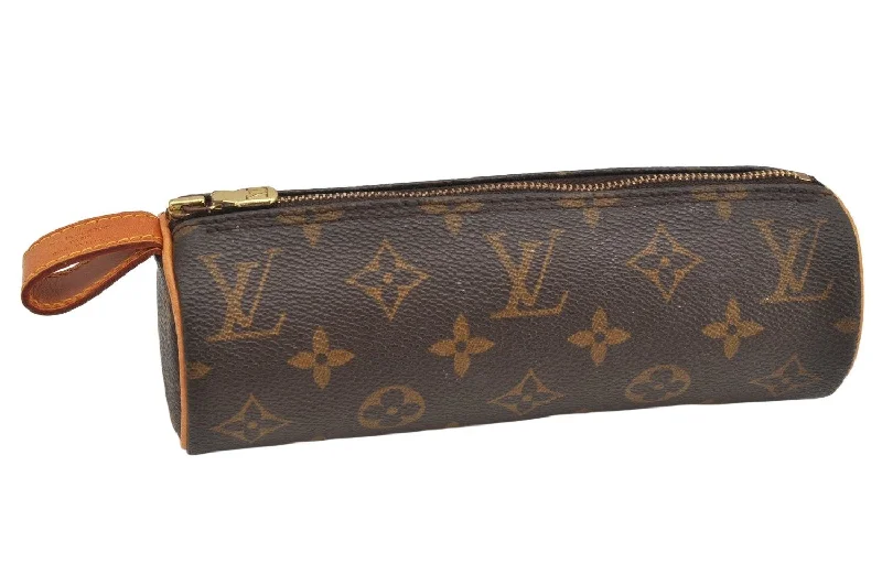 Authentic Louis Vuitton Monogram Trousse Ronde Pen Case Pouch M47630 Junk 3472K