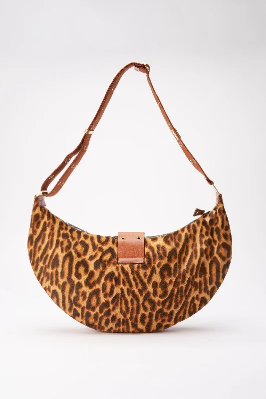 Vintage Dior Leopard Calf Hair Moon Hobo Bag