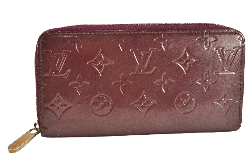 Authentic Louis Vuitton Vernis Zippy Wallet Long Purse Wine Red M91536 LV 2674K