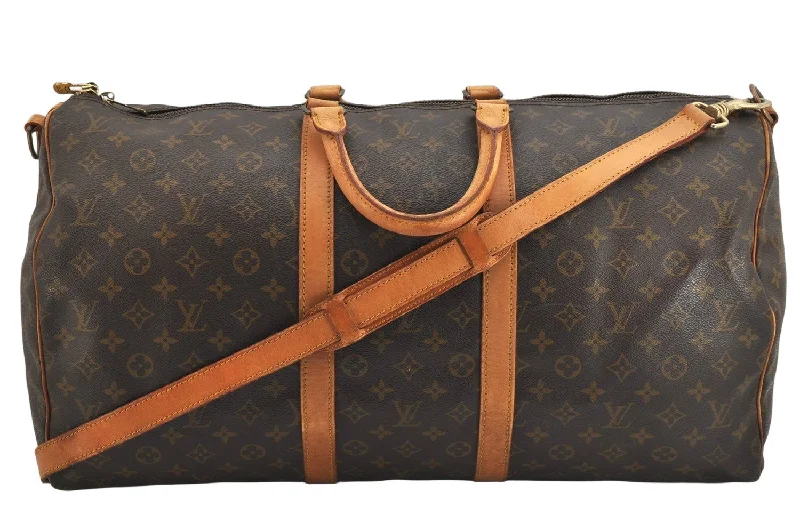 Authentic Louis Vuitton Monogram Keepall Bandouliere 55 M41414 Boston Bag 3169K