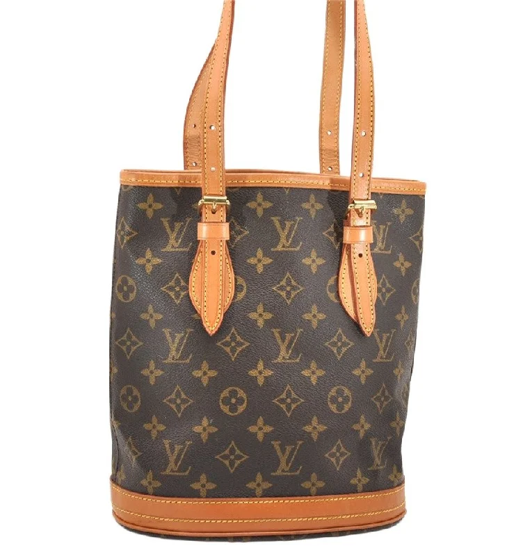 Authentic Louis Vuitton Monogram Bucket PM Shoulder Tote Bag M42238 Junk 3037K