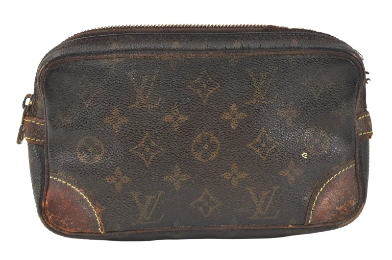 Authentic Louis Vuitton Monogram Marly Dragonne PM M51827 Clutch Bag Junk 3413K