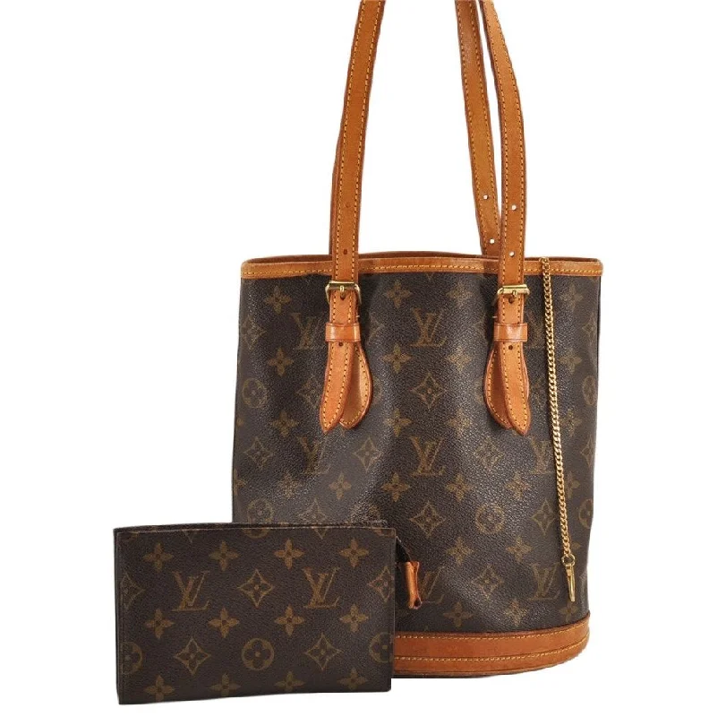 Authentic Louis Vuitton Monogram Bucket PM Shoulder Tote Bag M42238 LV 3030K