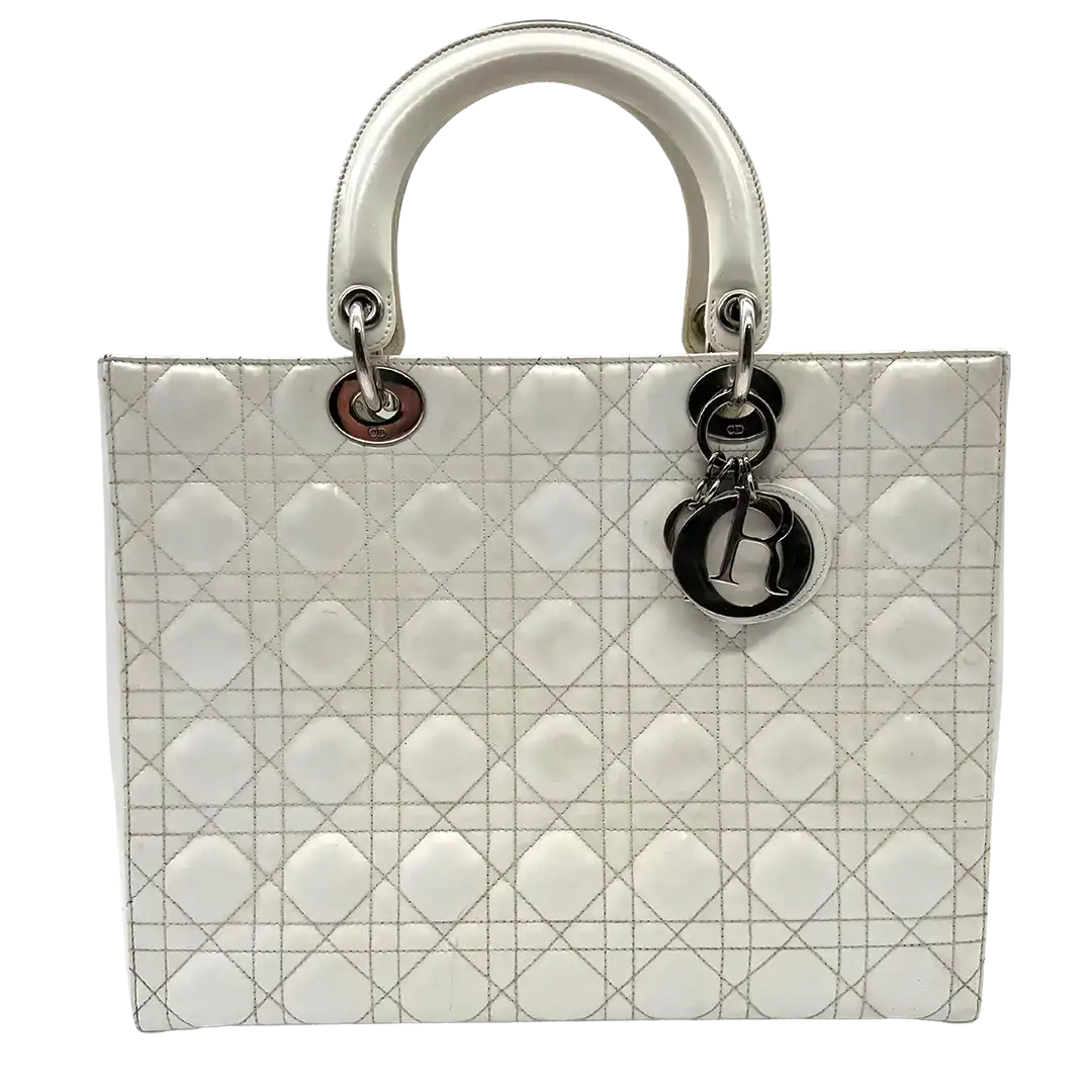 Dior Lady Dior Lackleder Veau Glace Large Vintage Bag / akzeptabel