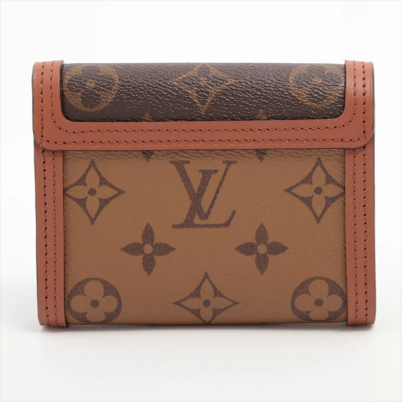 Louis Vuitton Monogram Reversee Portefolio Dfine Compact M68725 Black x Brown Compact Wallet