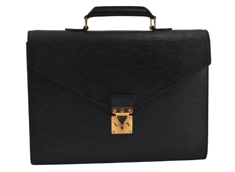 Authentic Louis Vuitton Epi Serviette Conseiller Briefcase Black M54422 LV 2561K