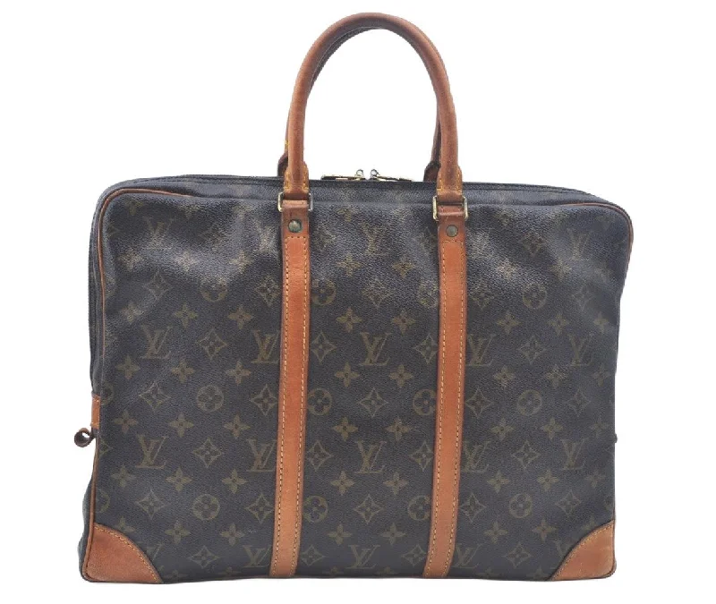 Authentic Louis Vuitton Monogram Porte Documents Voyage M53361 Briefcase L0234