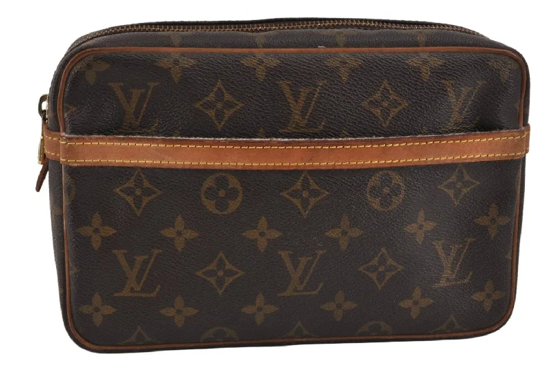 Authentic Louis Vuitton Monogram Compiegne 23 Clutch Hand Bag M51847 LV 3371K