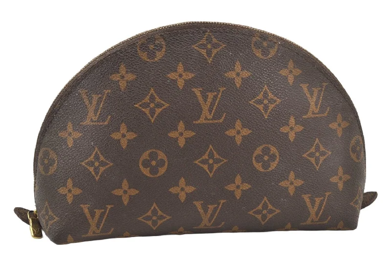 Auth Louis Vuitton Monogram Trousse Demi Ronde 23 Cosmetic Pouch LV Junk 4037K